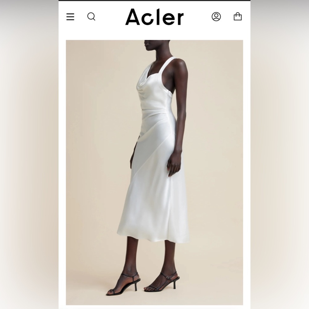 LIKE NEW! Acler Edenbridge Satin Midi Dress, sold out everywhere in white